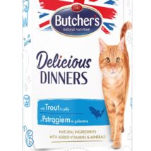 BUTCHER’S Delicious Dinners Kawałki z pstrągiem w galaretce – mokra karma dla kota – 400 g